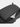Black backpack with a partially open front pocket on a light gray background