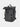 Black backpack with multiple pockets and compartments on a light gray background