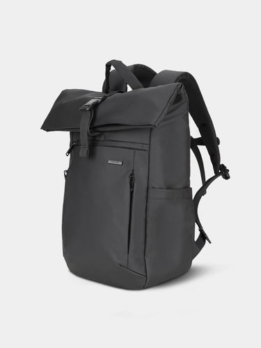 Gray backpack on a light gray background