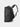 Black duffle backpack on a light gray background