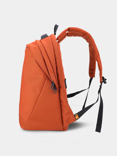 Red / Orange backpack on a light gray background