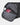 Black duffel bag with pink item inside on a light gray background