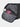 Black duffel bag with pink item inside on a light gray background