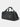 Black duffel bag with shoulder strap on a white background