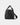 Black shoulder bag on a light gray background