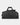 Black duffel bag with visible branding on a light gray background