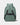Green backpack with black straps on a light gray background