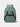 Green backpack with black straps on a light gray background
