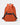 Red / Orange backpack with black straps on a light gray background