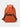 Red / Orange backpack with black straps on a light gray background