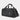 Black duffel bag with shoulder strap on a white background